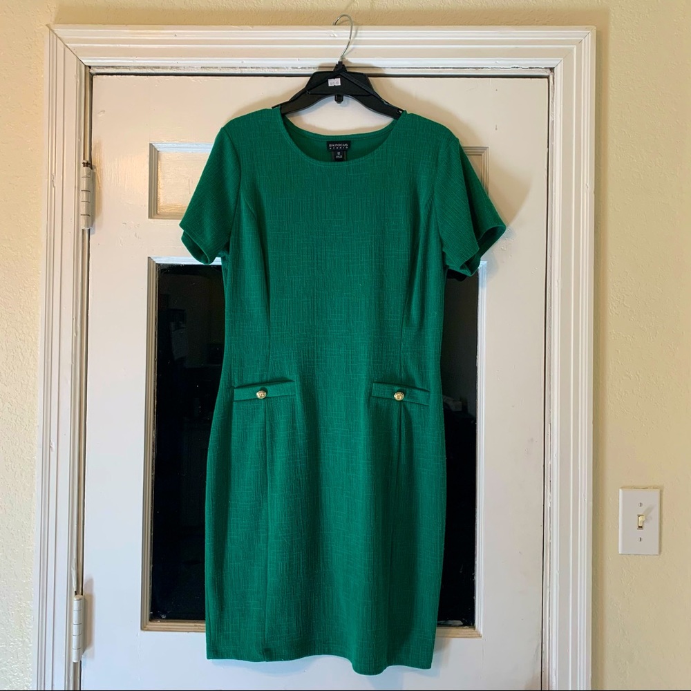 Green knee length dress